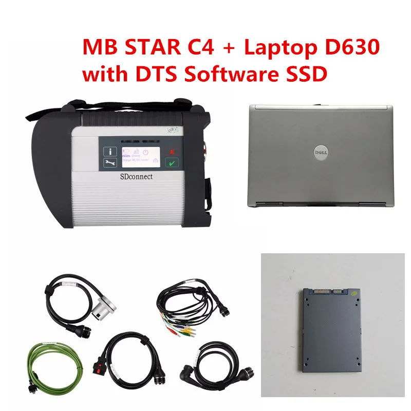 Супер MB STAR C4 SD Connect odb2 obd2 obd 2 разъема и б/у ноутбук компьютер D630 с 201809 программного обеспечения SSD DHL