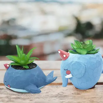 

Succulent Cute Cartoon Animal Whale Elephant Crocodile Shape Cactus Plant Flower Pot Garden Desk Decoration Container