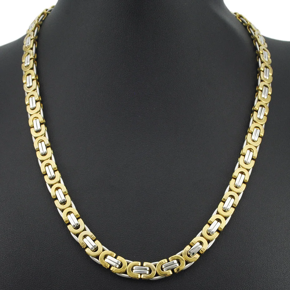 

AMUMIU Men's Byzantine Necklace Personality Punk Rock 6 Style Choose Stainless Steel Link Chain Jewelry Gift KN048