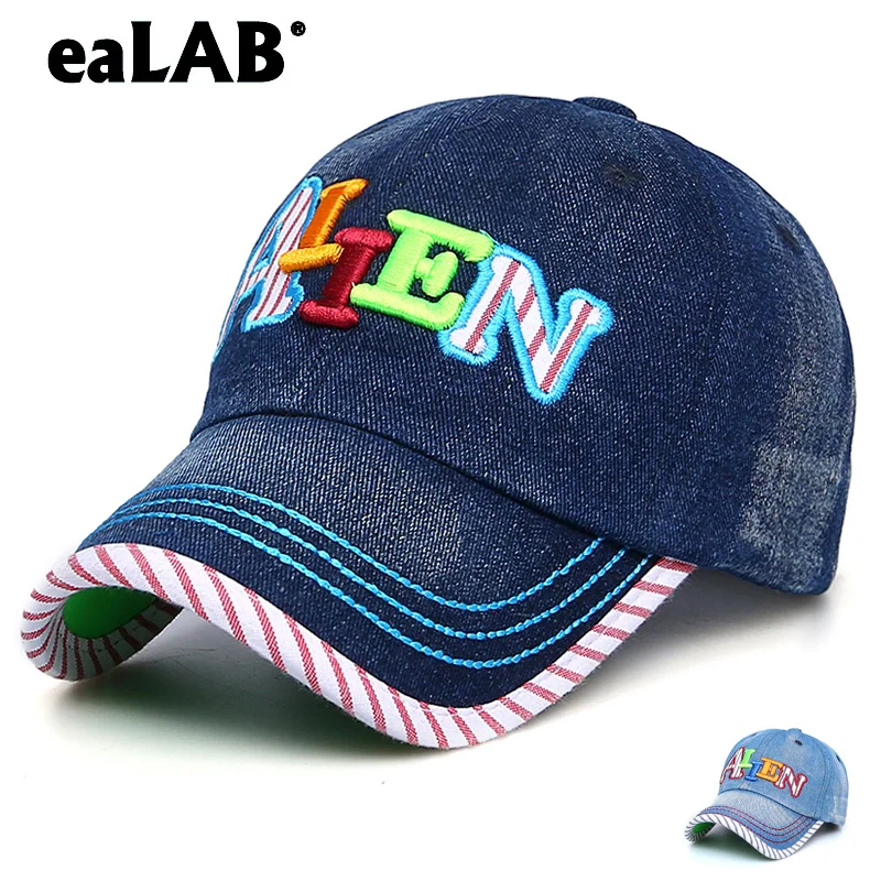

eaLAB Baseball Cap For Children's Girl Full Cap Boy Sport Letter Embroidery Youth Denim Cap Bones Baseball Hat Kid caps