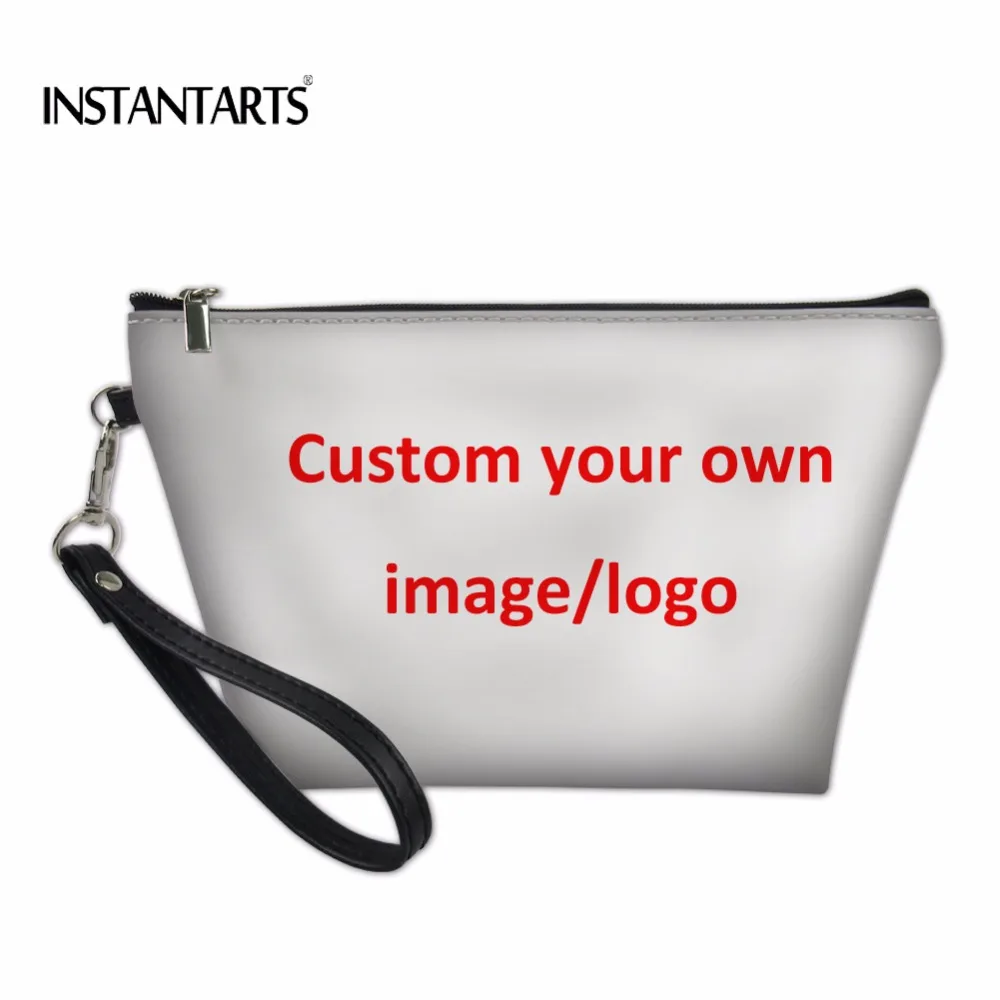 

INSTANTARTS Custom Your Own Logo/Image/Photo Print Woman Makeup Case Birthday Gift Large Cosmetic Case Fashion Travel Makeup Bag