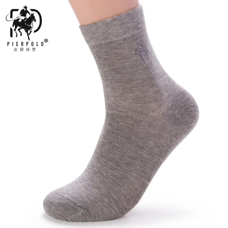 Высокое качество модные 5 пар/лот брендовые PIER POLO повседневные хлопковые носки бизнес мужские носки с вышивкой от производителя - Цвет: Gray