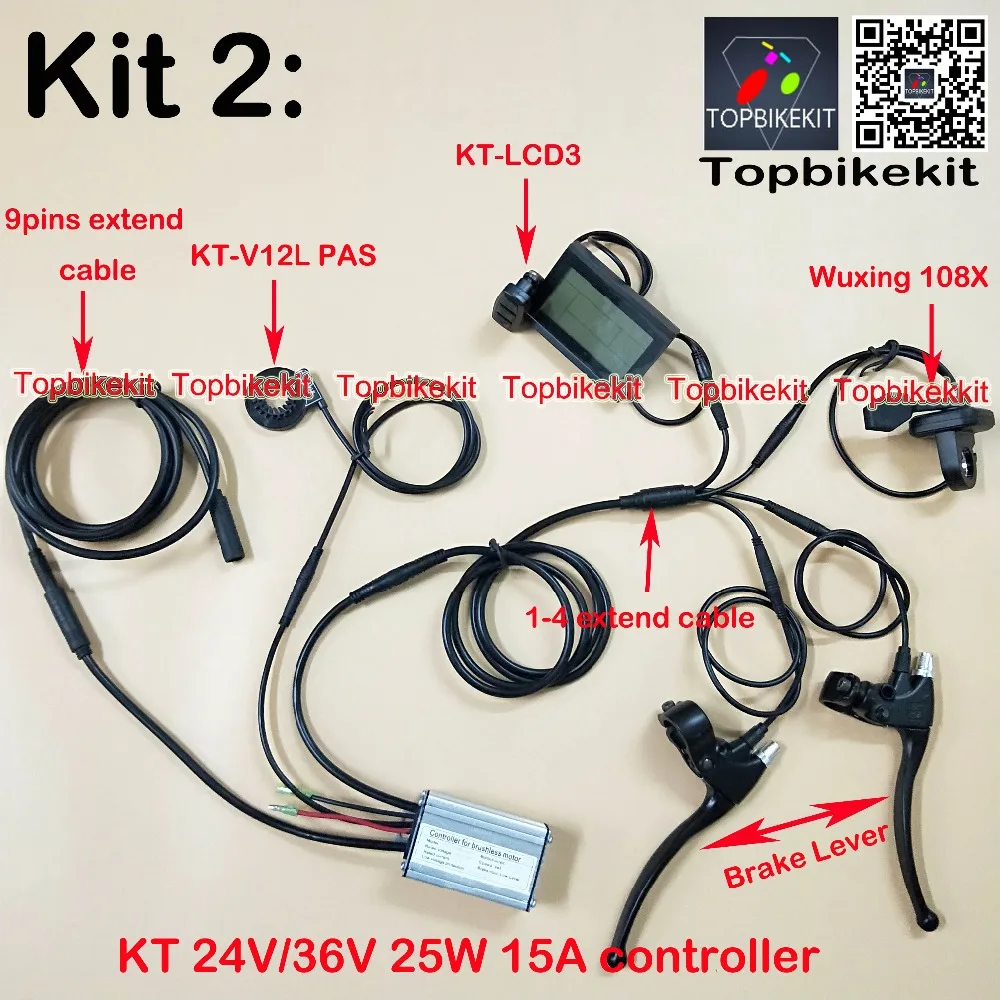 

Ebike Controller Kit 24V 250W / 36V 250W KT Torque Simulation Sine Wave Controller +LCD3/LCD8H+Throttle+PAS+Brake+extend cable