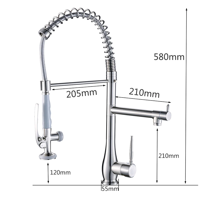 FLG20021C Single Lever Chrome Kitchen Faucet with Mixer Hot and Cold Water Tap Pull Out Brass Kitchen Sink Taps