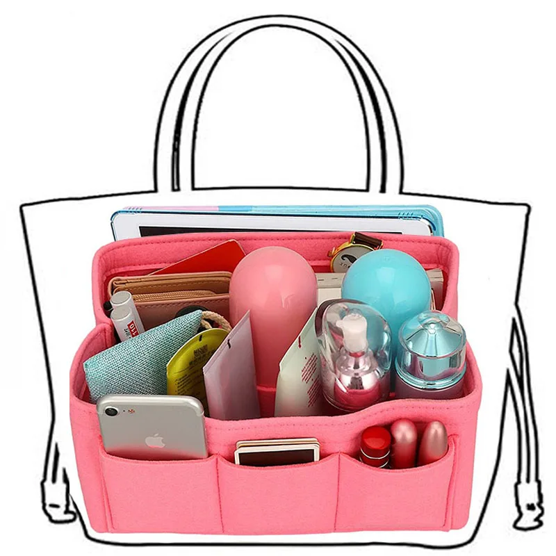 

Felt Storage Bag,Insert Purse Organizer For Tote&Handbag Shaper Makeup Storage Organizer,Women Cosmetic Organizer for Travel