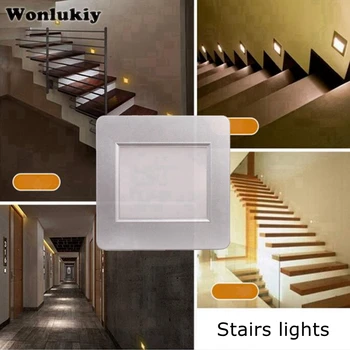 

Wonlukiy 10pcs/lot Radar Sensor LED Stair Light 100V-240V 1.5W Recessed Step Footlights 90mm Wall Corner Lamp Use With 86# Box