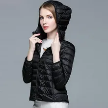 Женская куртка-пуховик на 90% белом утином пуху, с капюшоном, 12 цветов, QH0982