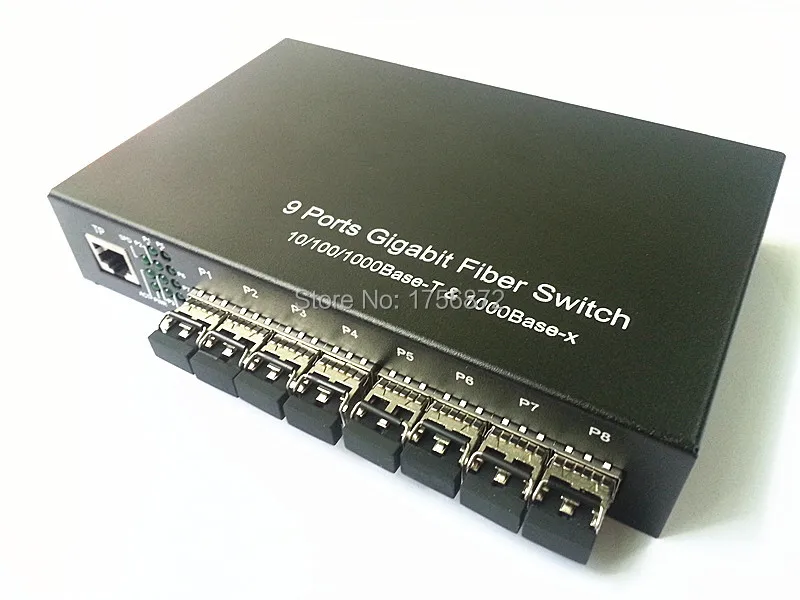 

8 Giga SFP and 1 1000Mbps Tx Port Fiber switch Media Converter SFP media converter Multimode1000M 8-Port SFP Fiber Switch