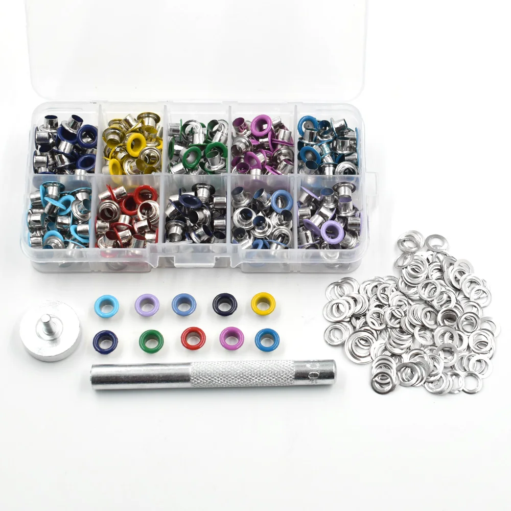 300 pcs Inner Diameter 5 mm Eyelets Shoe Eyes Metal Rivets Spraying Process Color Mixing Holes Buttons Bags Accessories eyelet grommet ring eyelet grommet ring kit grommet eyelet kit metal eyelet buttons
