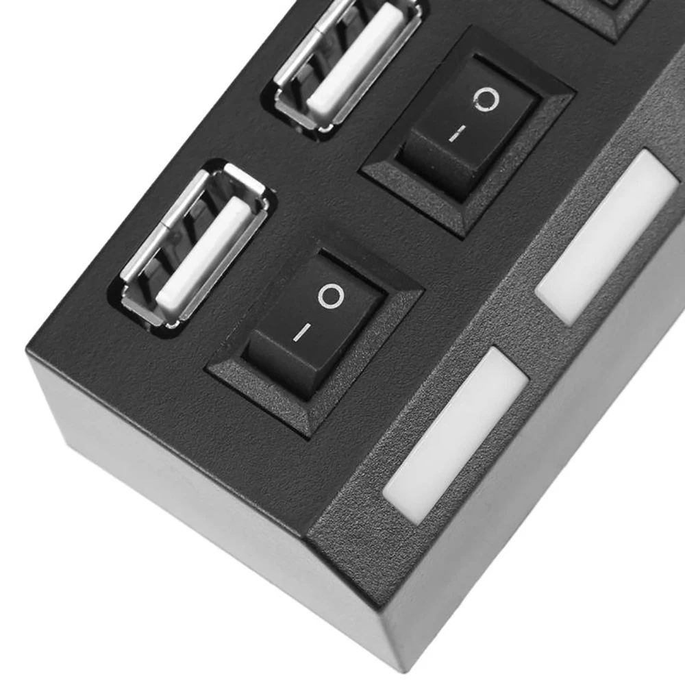 JDL-A7 концентратор USB 7 портов USB 2,0 usb-хаб независимый переключатель индикатор высокоскоростной ультра тонкий разветвитель концентратор с usb-кабелем для рабочего стола