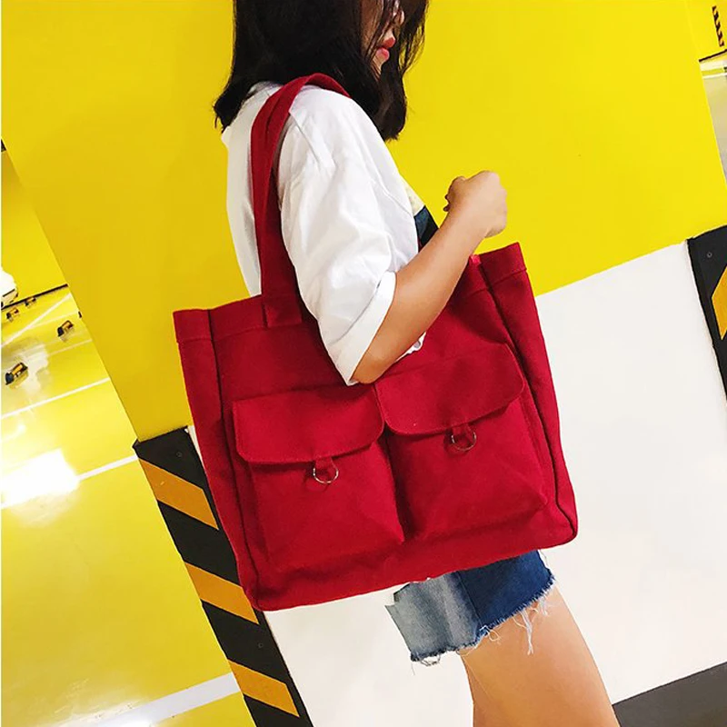 

Canvas Bag 2019 New Reusable Shopping Bags Grocery Tote Bag Cotton Daily Use Handbags Women Casual Handbag