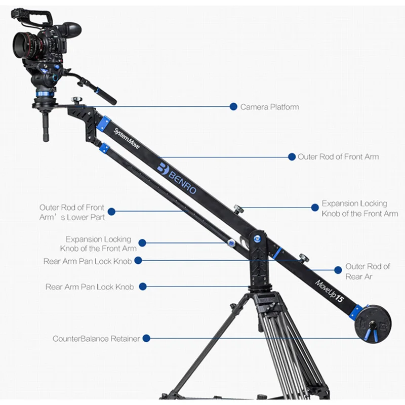 Benro Moveup15 Travel Video Jib Crane Professional Auminium Portable