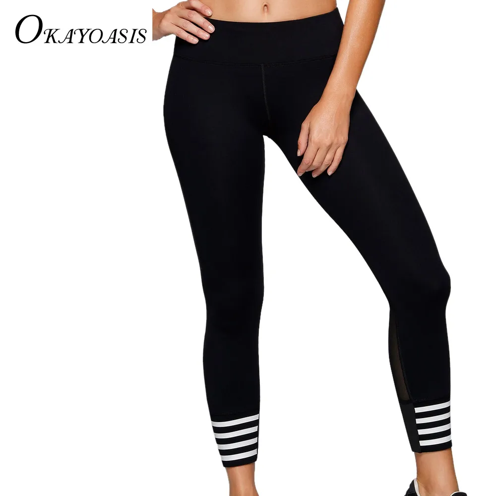 OKAYOASIS 2017 High Waist Slim Fitness Legging Women Black Workout
