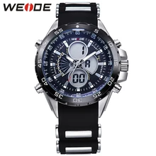 WEIDE брендовые военные спортивные часы для мужчин черный водонепроницаемый цифровой светодиод кварцевый силиконовый ремешок для часов наручные часы с подарочной коробкой