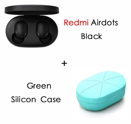 add green case Xiaomi Redmi Airdots TWS Bluetooth наушники стерео басы BT 5,0 Eeadphones с микрофоном Handsfree Наушники управление AI - Цвет: add green case