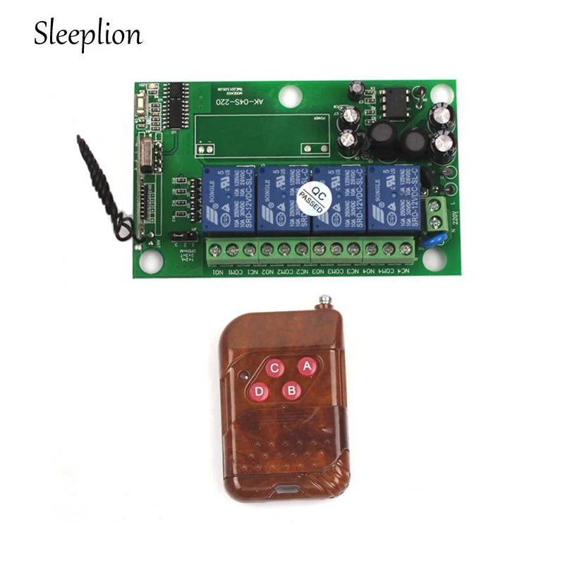 

Sleeplion 85v~250V 110V 220V 230V 4CH RF Wireless Remote Control Relay Switch Security System Garage Doors Rolling Gate