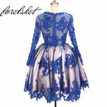 Бальное платье с длинными рукавами, платья для выпускного вечера,, королевское синее кружевное вечернее платье с бисером, вечерние платья до колен