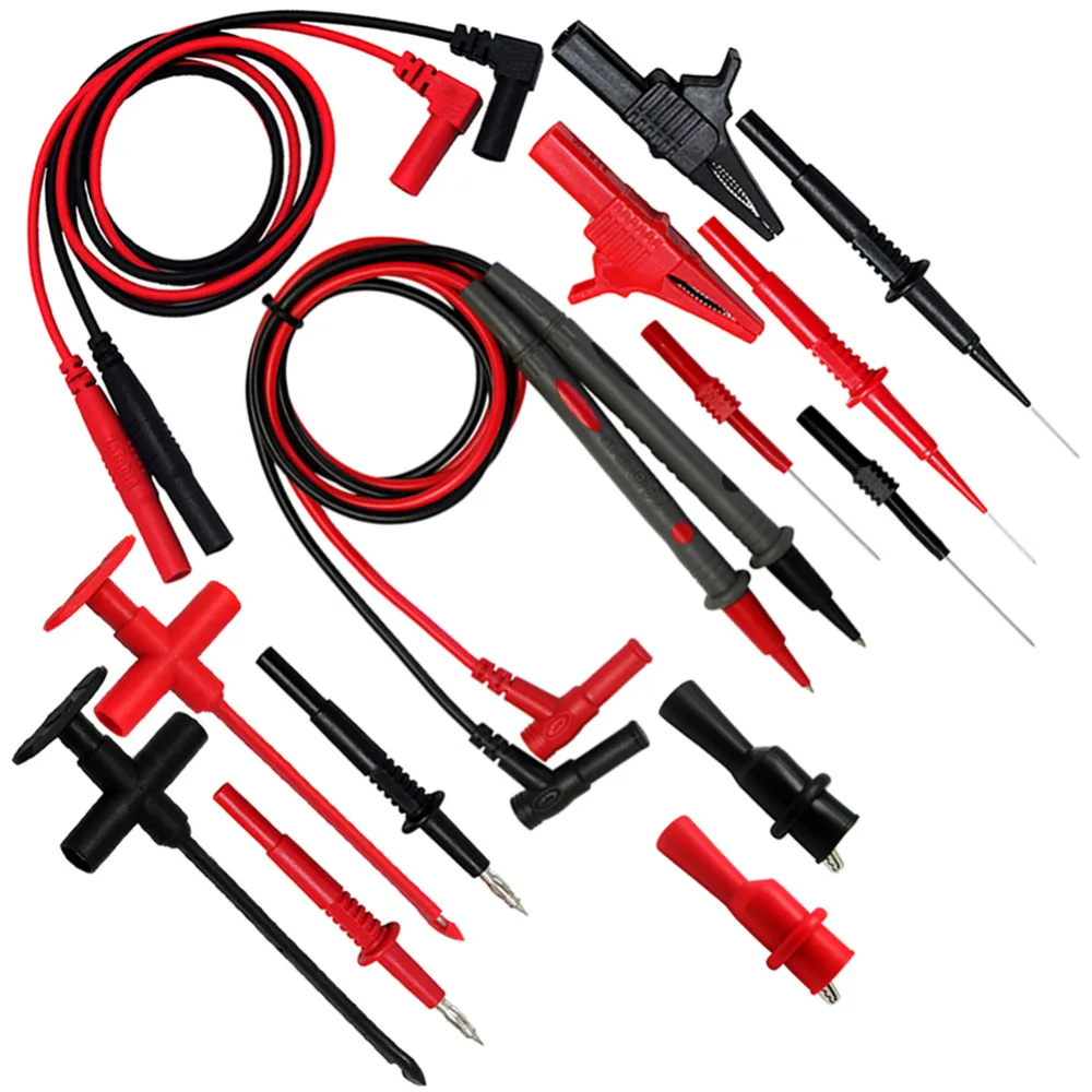

AideTek Automotive 8-in-1 silicone test leads kit Insulation Piercing crocodile clips Needle Tipped CAT 32 Amultimeter TLP20171