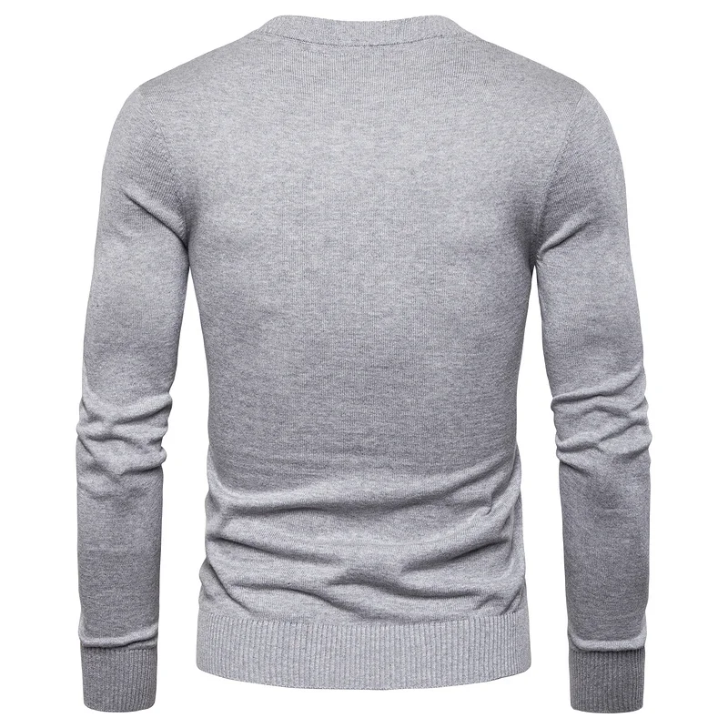 2019 Autumn Winter Brand Quality 100% Cotton Mens Sweaters V Neck Pullovers Men Solid Embroidery Sweater Men