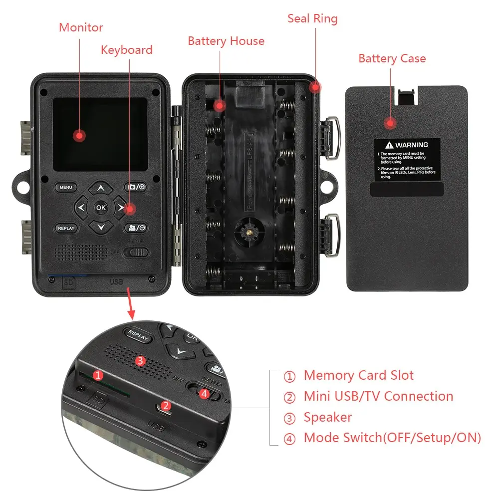 12MP 1080P камера для дикой природы, цифровая 940nm невидимая инфракрасная широкоугольная охотничья камера 0,5 s время триггера