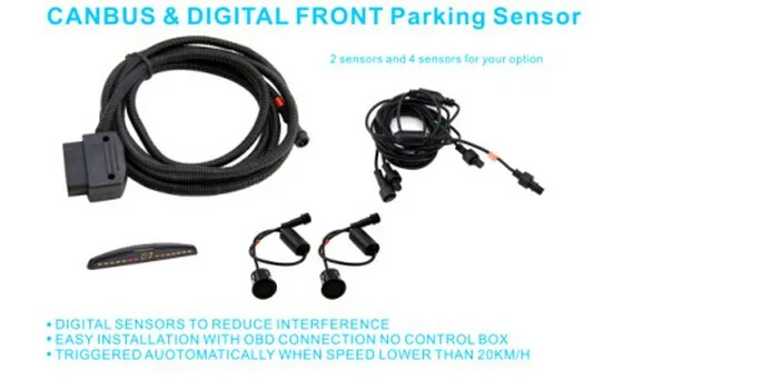 

Original parktronic sensor front digital led display DIY parking sensor w 2 front sensor need not control box with OBD2 install