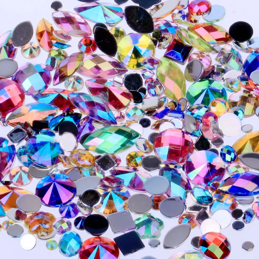 

Mixed 300pcs Crystal Clear AB Rhinestones DIY Non Hotfix Flatback Acrylic Nail Stones Gems For 3D Decorations