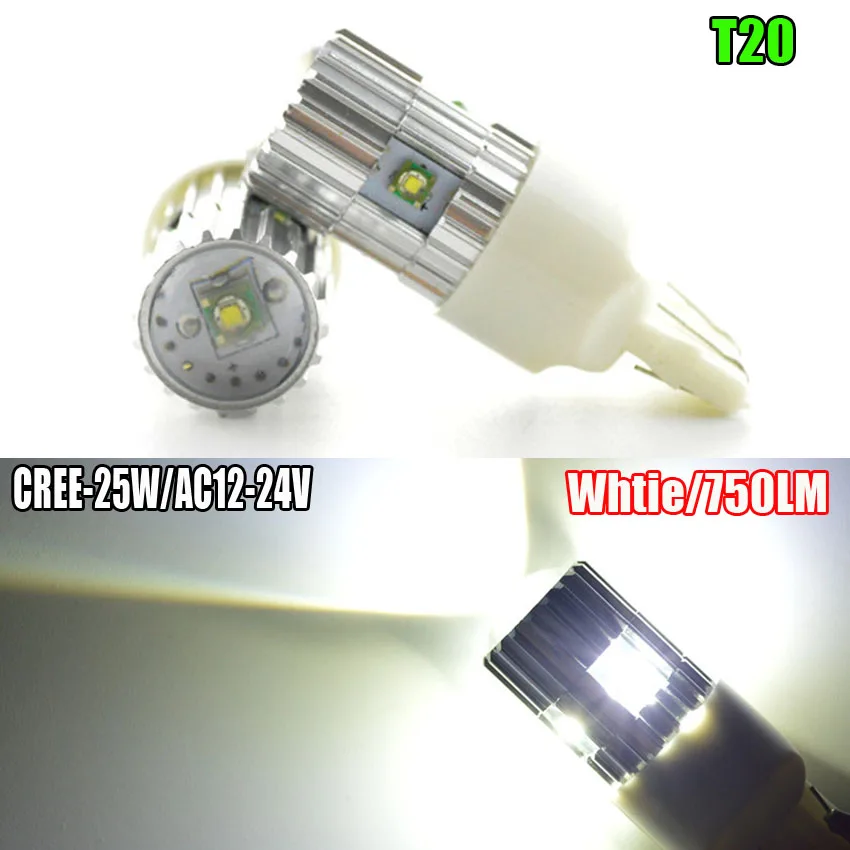 

2pcs 25W AC12-24V Led T20 W21w W21/w W21 5W 7443 7440 Led Canbus error free W21w Led Lamp Bulb white for car brak light