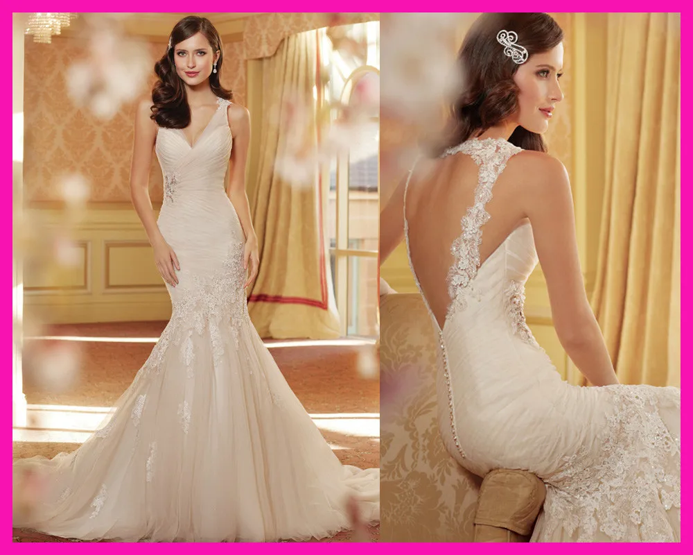 

vestido de noiva robe de mariee 2019 vestido de festa longo Ivory Mermaid Lace Open Back Backless Wedding Dress Bridal Gowns