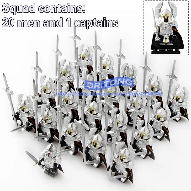 

21PCS/LOT Legoingly Minfig Fountain Guard Action Figure Soldier of Game of Throne Sword Building Blocks Gift Children Toys Xp138