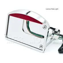 motorcycle parts License Plate Assembly Chrome LED Tail Brake Light Side Mounted Chrome