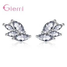 Дизайн листья дизайн стерлингового серебра 925 Искрящийся кубический цирконий заполнены серьги в виде листьев серьги женские аксессуары