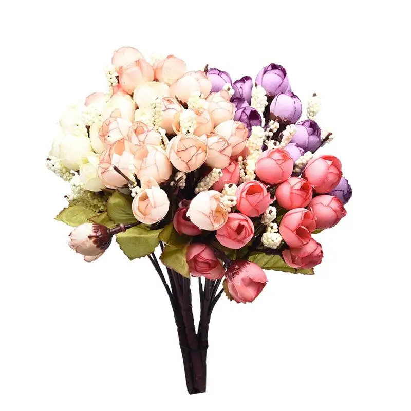 

15 Head Artificial Flowers Silk Roses For Wedding Hand Flower Bouquet Home Decoration Christmas Bridal Bouquet Autumn Decoration
