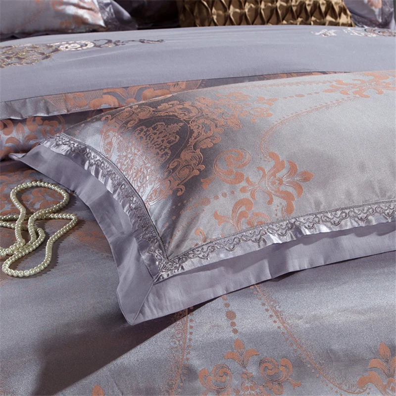 Waliicorners Silk Cotton Jacquard Golden Classic Bedding set Silky Smooth Duvet Cover Bed Sheet Pillowcases 30 20186131391-4
