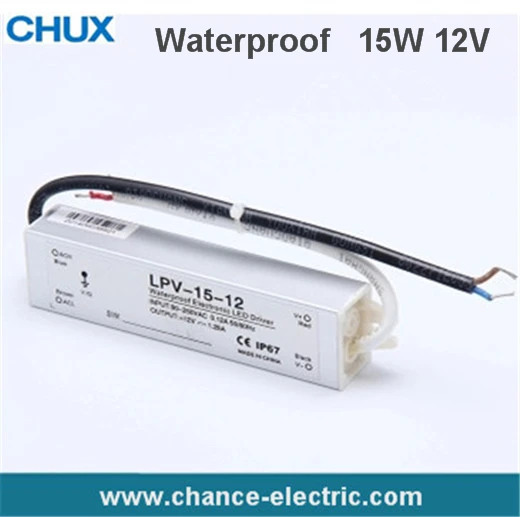 

15w 12V 1.25A LED driver 1pc/Lot LED transformer Waterproof IP67 12V DC power supply for led strip high quality