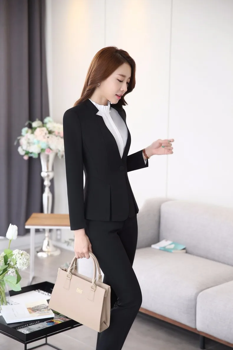 Женский серый Блейзер, женские деловые костюмы, деловой костюм для офиса, брюки и куртка, наборы, красота, униформа для салона