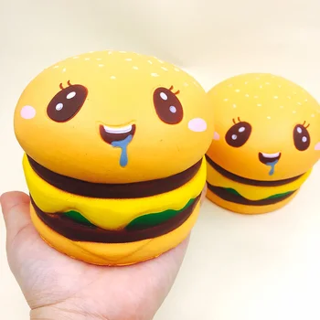 

High Quality 10pcs rare squishy jumpo cute hamburger slow rising squishy funny squeeze kids gift toy phone straps Free Shipping