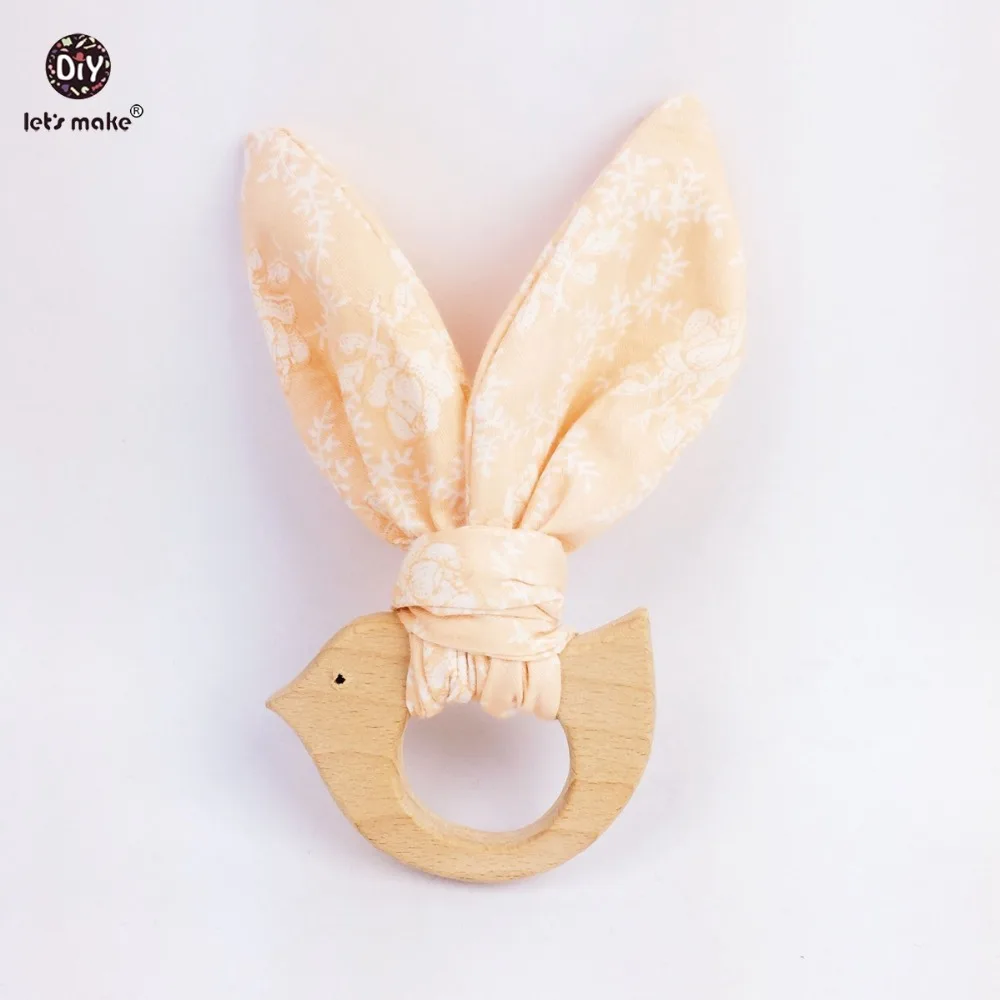 Us 7 99 15 Off Let S Make Teething Bunny Ear 2pc Teether For Baby Fabric And Wooden Teething Elephant Crinkle Material Sensory Toy Bracelet In