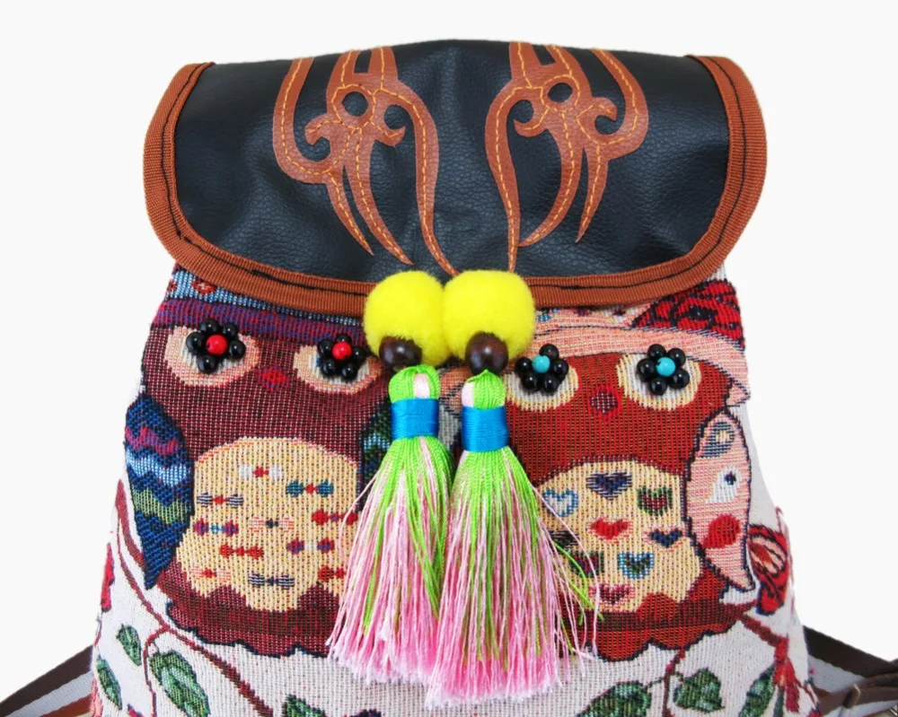 Этнический винтажный Hmong тайский индийский этнический вышитый богемный рюкзак в