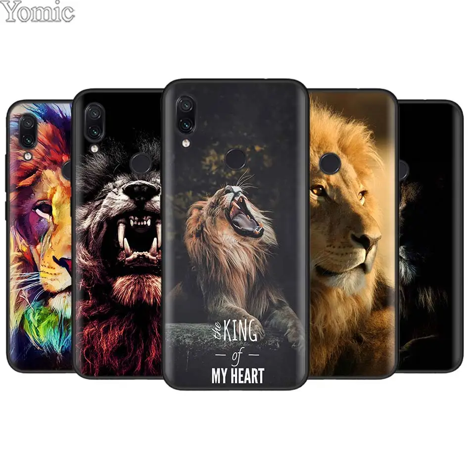 

king tiger lion TPU Soft Silicone Phone Case Cover for Xiaomi Redmi 7 6 5 Note 7 5 6 Pro 4X 5A 6A S2 GO Poco F1 Black Case