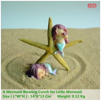 

Everyday Collection Miniature Fairy Garden and Aquarium Decorations Resin Little Mermaid Starfish Ornament Blue Return Gift