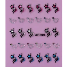 Звезда, черный, 3D, сделай сам, дизайн, переводные наклейки для ногтей, переводные наклейки для леди, женщин, инструменты для маникюра, наклейки для ногтей XF209