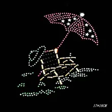 umbrella10piece/lot Hot Fix Rhinestones motif crystal Heat Transfer design iron on clothes T Shirt dance dress T-158