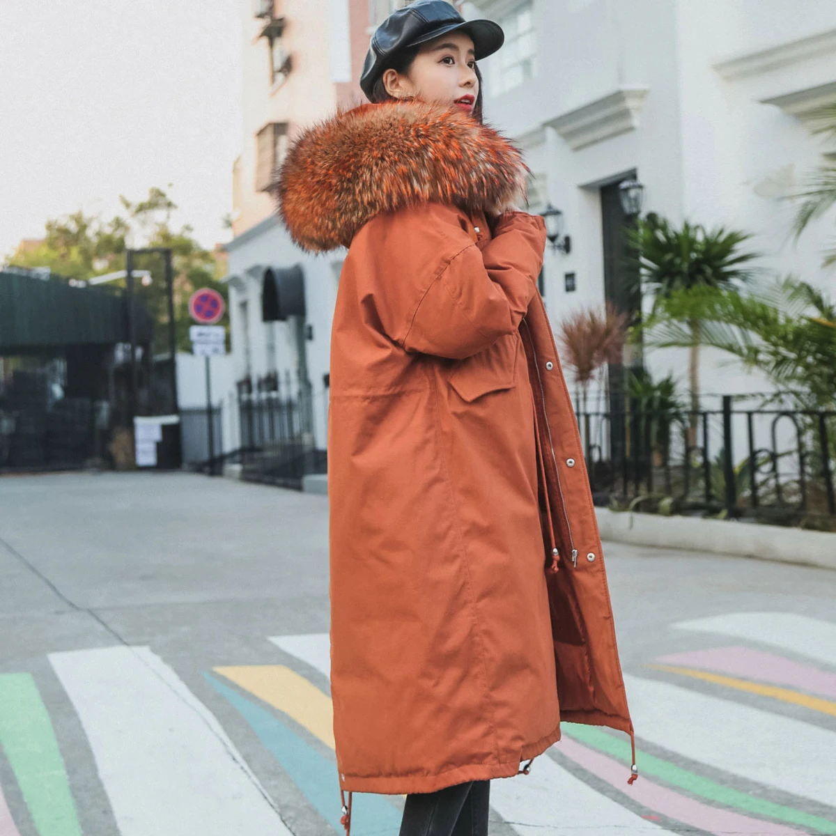 Manteau brown Neige Russe Vers D'hiver Parkas Vêtements Outwear Blanc Femmes Chaud Canard Femelle Réel Luxe Col white Le Long Duvet Épais Veste Bas De Fourrure Black SXqSYc