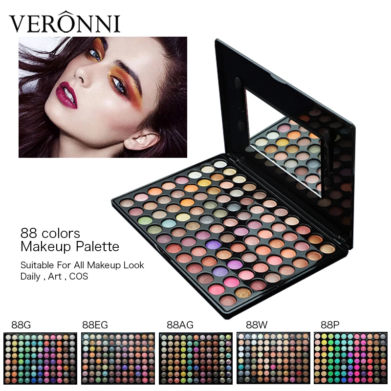

88 colors nude makeup eye shadow palette shimmer Matte eyeshadow Luminous Glitter eye shadow makeup tool Kit Set Box with Mirror