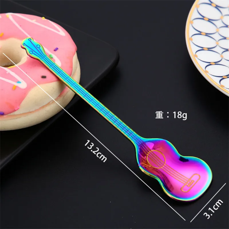 1 шт. кофейная ложка из нержавеющей стали форма гитары музыкальная тема чайная ложка для перемешивания ложка для мороженого и десертов чайная ложка столовые приборы подарок