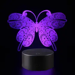 Украшение для паба 3D бабочка 7 цветов изменить светодиодный ночник Оптические иллюзии настольная лампа ресторан настольные игры подарки