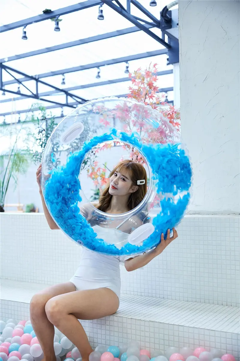 Inflatable Shiny Pool Float Heart Swimming Ring Shining Love Circle Pool Ring Swimming Float Heart Tube Swim Ring Pool Toy