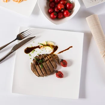 

Creative Family White Bone China Western Dinner Plate Steak Cutlery Spaghetti Steak Plate Knife Fork Tableware New Dinner Plates
