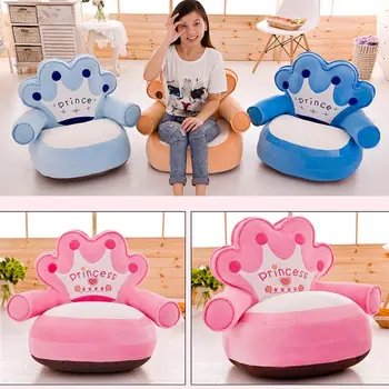

Baby Kids Only Cover NO Filling Cartoon Crown Seat Children Chair Neat Puff Skin Toddler Children Cover for Sofa Best Gifts