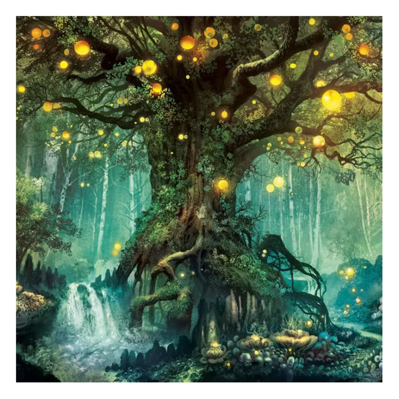 

REALSHINING Forest Light Tree 5d Diy Diamond Painting Full Square Cross Stitch Embroidery Mosaic Drill Needlework DM428